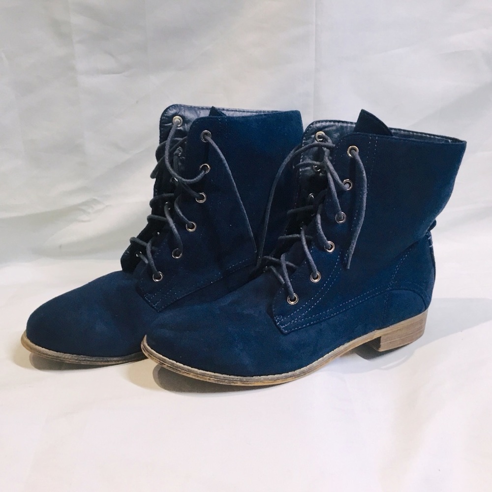 Faux Blue Suede Boots